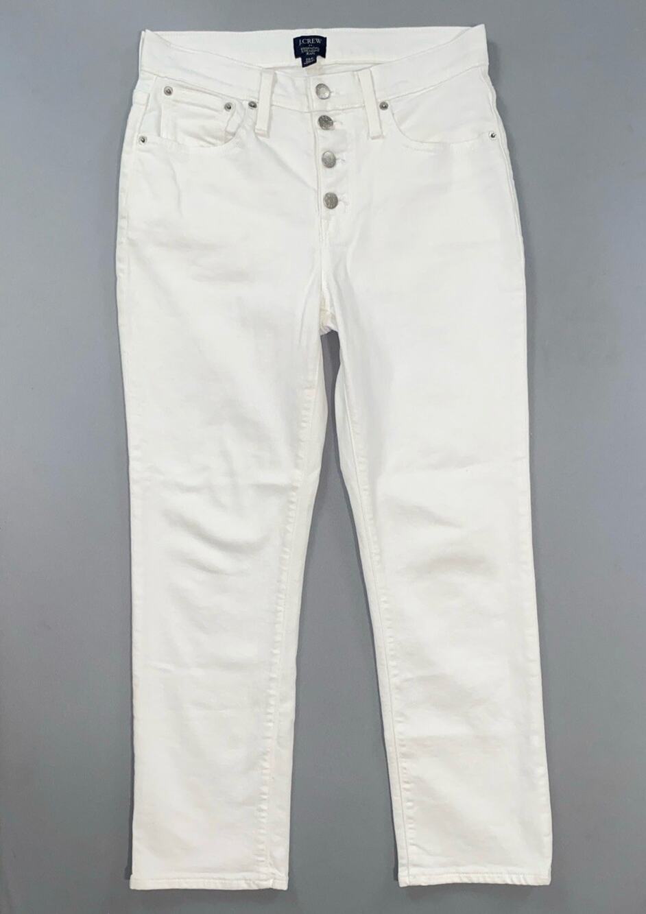 J Crew BF884 Women's Exposed Button Fly Stretch 'Essential Straight Jean'. 26P.